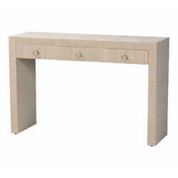 bali & pari Cielo Bohemian Woven Natural Grasscloth 3-Drawer Console Table